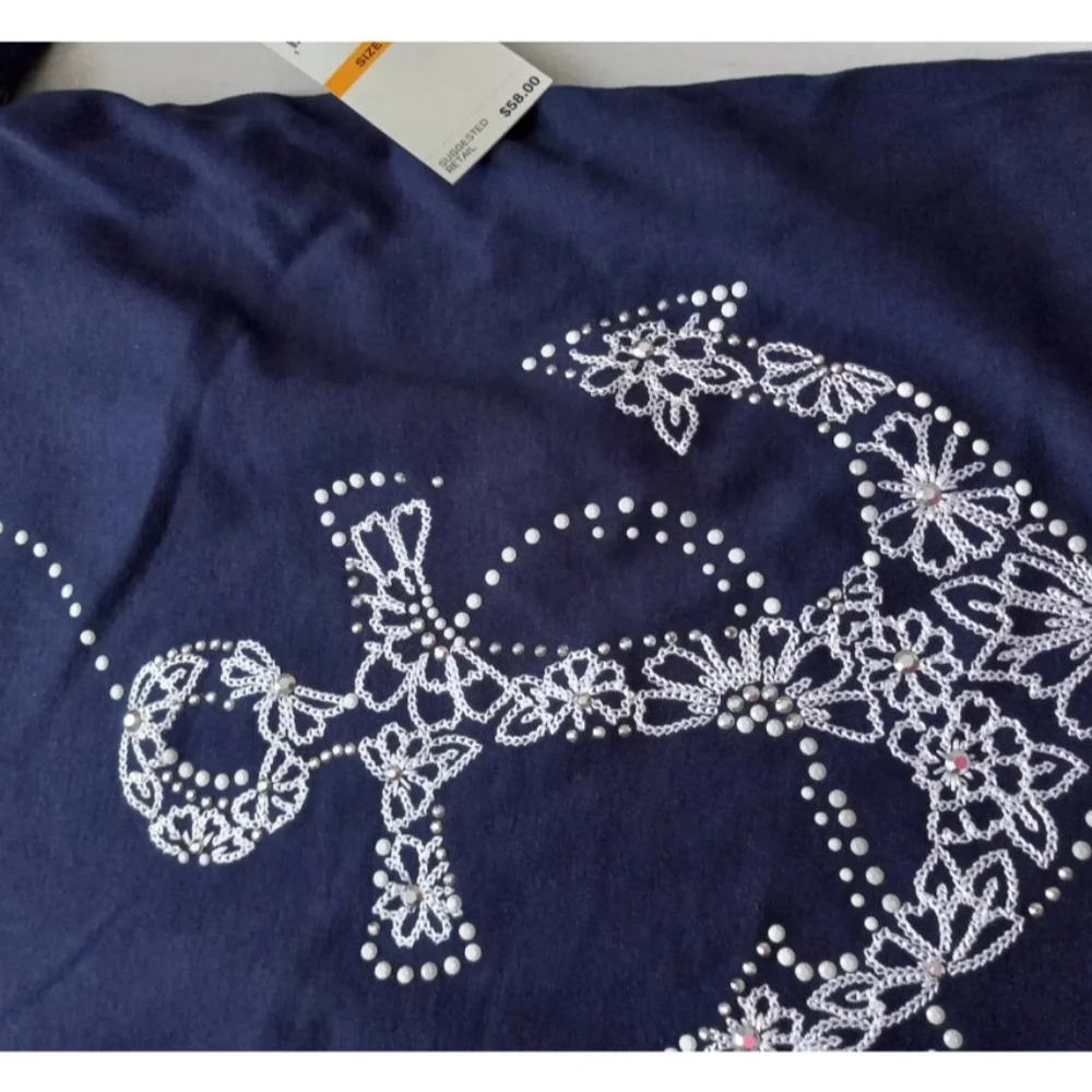 Alfred Dunner Size PS Navy Anchors Away Short Sleeve Top $22 - Picture 5 of 7